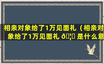 相亲对象给了1万见面礼（相亲对象给了1万见面礼 🦄 是什么意思）